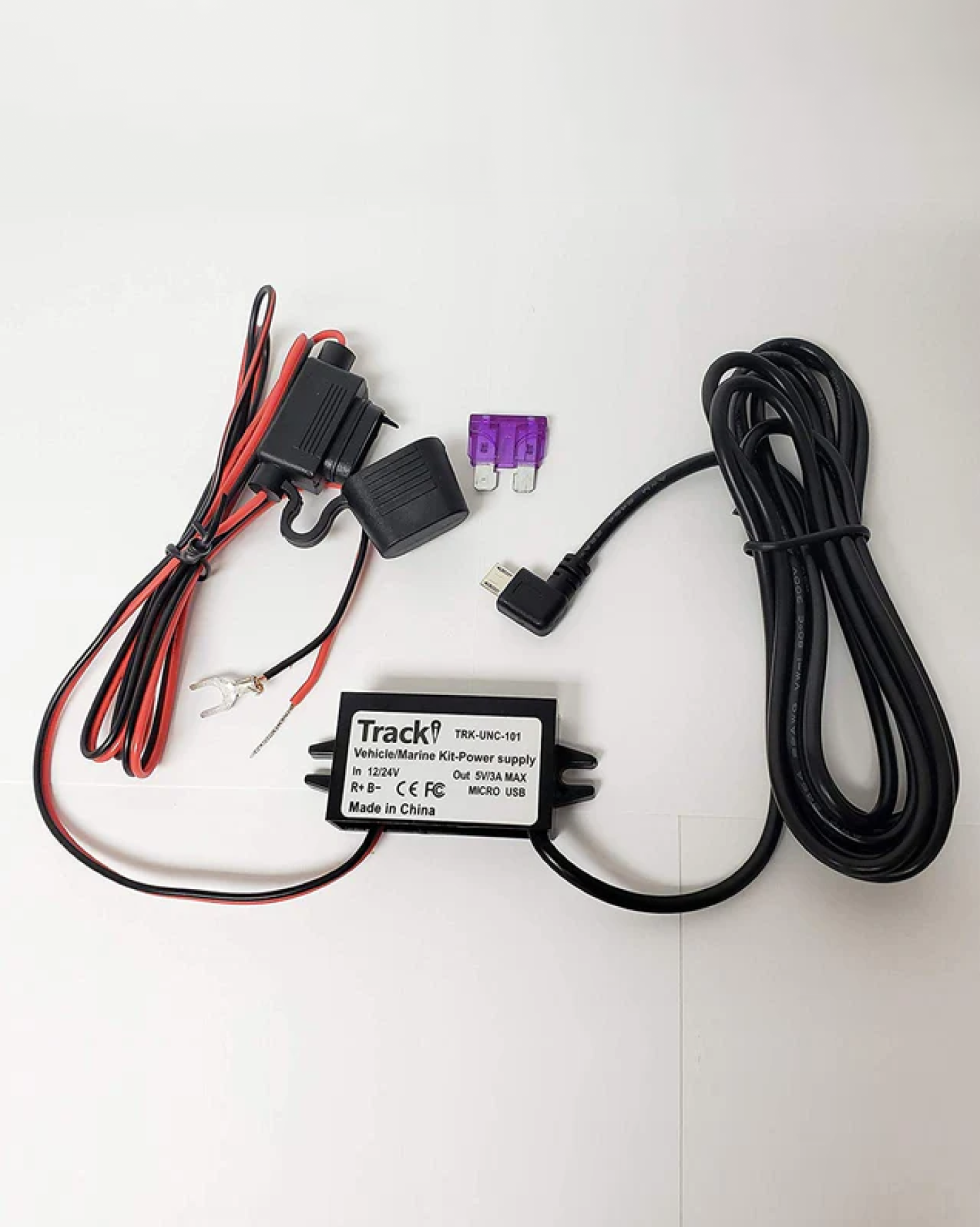 12-24 Volt to Micro USB Vehicle/Marine power stabilizer and Wiring kit for Tracki GPS Tracker - Tracki