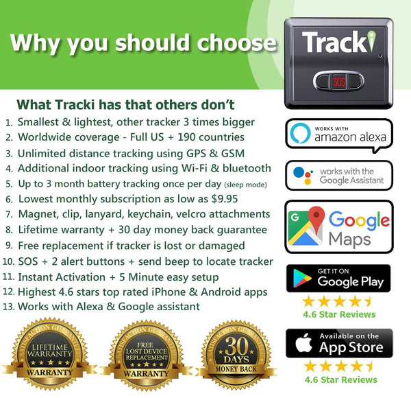 Tracki 4G GPS Tracker Vehicles Tracking device Car kids Mini magnetic Real  time