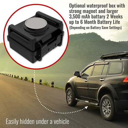 Waterproof Magnetic Box for GPS Tracker + 3500mAh battery extender