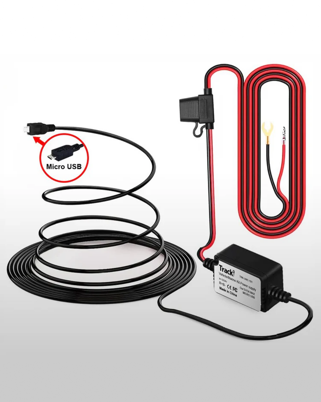 12-24 Volt to Micro USB Vehicle/Marine power stabilizer and Wiring kit for Tracki GPS Tracker - Tracki 