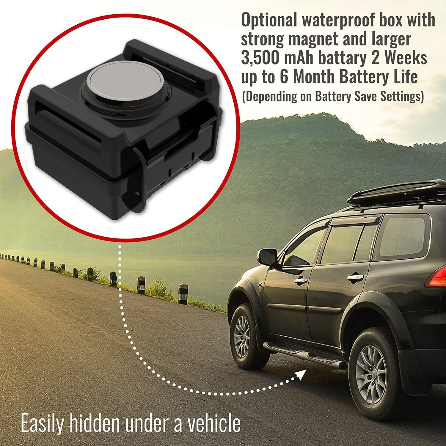 Waterproof Magnetic Box for GPS Tracker + 3500mAh battery extender - Tracki